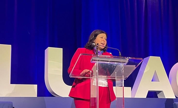 OCR Director Melanie Fontes Rainer delivering remarks at the annual 2024 LULAC National Convention.