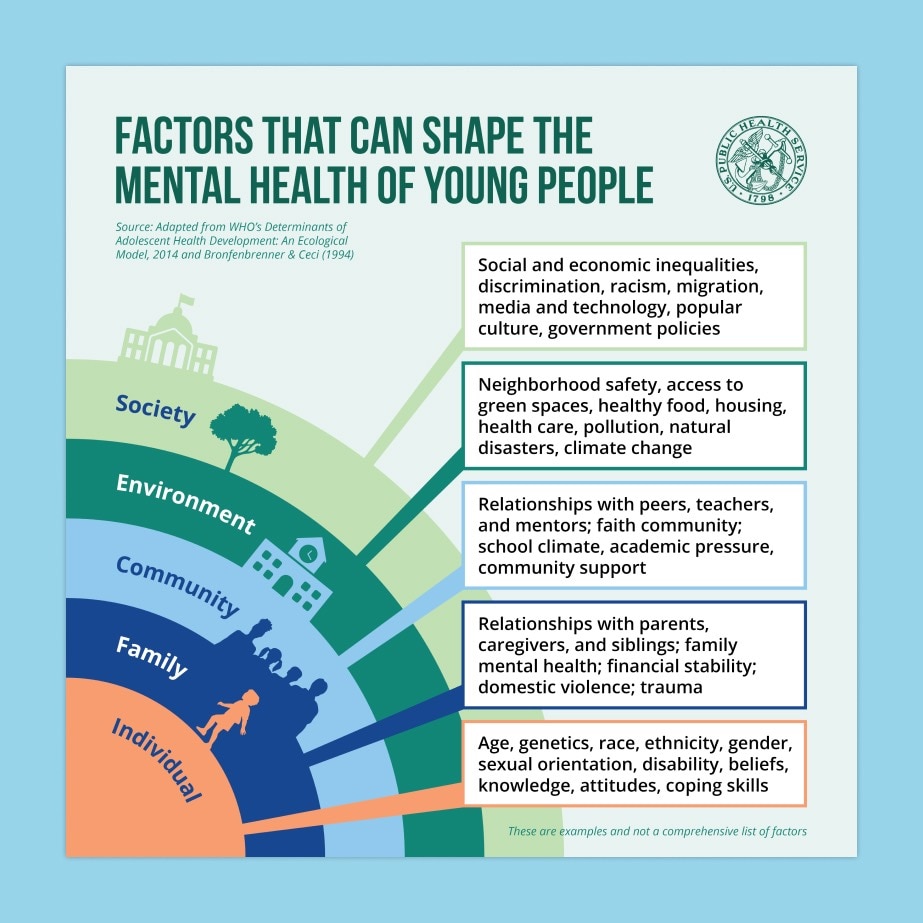 Factors shaping mental health graphic