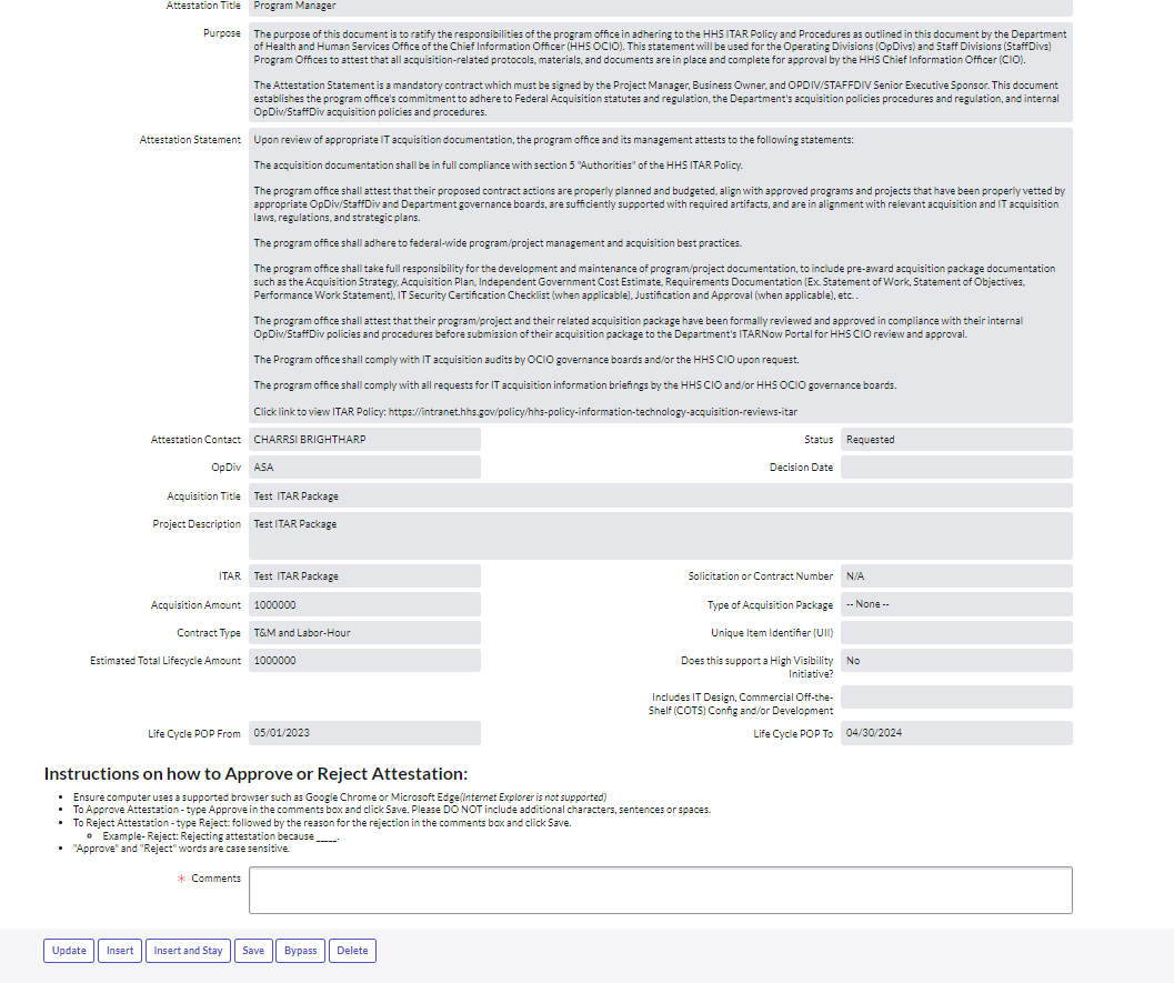 Figure 5: ITAR Attestation Certification Form