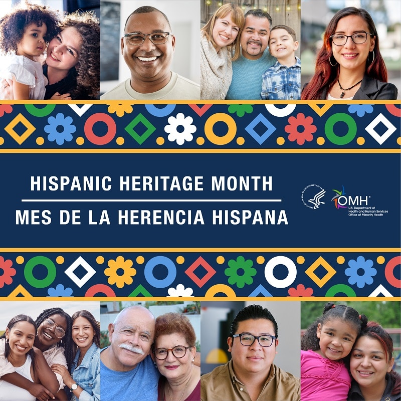 Hispanic Heritage Month Instagram collage with Hispanic/Latino people.