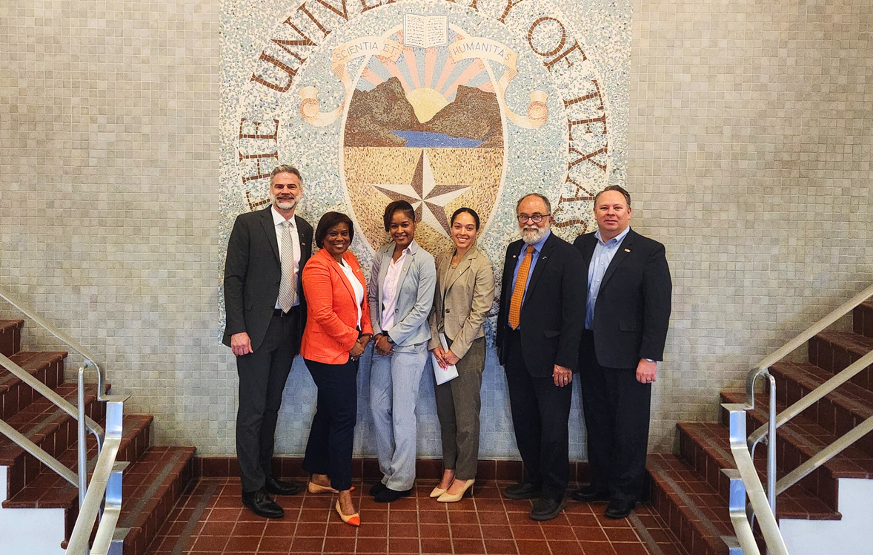 DAS Karent T. Comfort visits University of El Paso to begin talks to establish MSI/MSO National Partnership. Individuals pictured left to right: John Wiebe, Provost and Vice President for Academic Affairs, DAS Karen T. Comfort, Crystal Cherry, Deputy Director, Dallas Ft. Worth Federal Executive Board,	Callia Cox, Public Affairs Specialist , Dr. José O. Rivera, Founding Dean - School of Pharmacy , Louie Rodriguez, J.D., Vice Provost for Professional Development, Engagement, and Strategic Initiatives