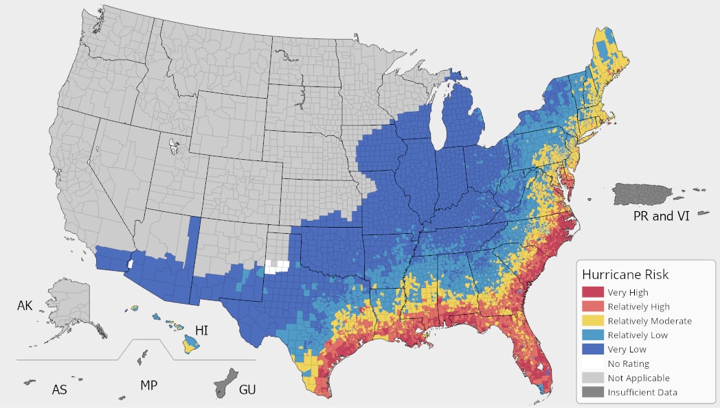 The Federal Emergency Management Agency (FEMA) provides information on the risk of different climate hazards across the 50 states and Washington, D.C. through the National Risk Index (NRI) platform.