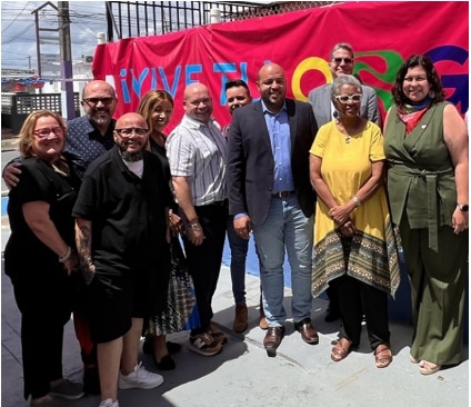 OCR Director Melanie Fontes Rainer and Deputy Director of Enforcement Luis Perez with WAVES Ahead, an organization that provides advocacy and services for the LGBTQI+ older adults in Puerto Rico.