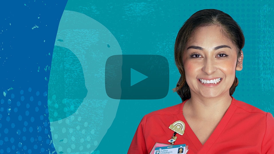 Video thumbnail featuring Yesenia Castillo in nursing scrubs. Click to open video in popup.